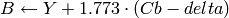 B  \leftarrow Y + 1.773  \cdot (Cb - delta)