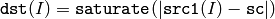 \texttt{dst} (I) =  \texttt{saturate} (| \texttt{src1} (I) -  \texttt{sc} |)